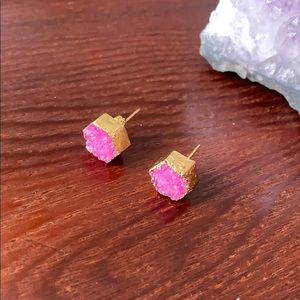 Druzy Pink Studs
